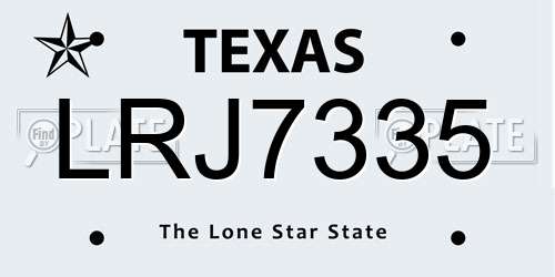 LRJ7335 Texas License Plate