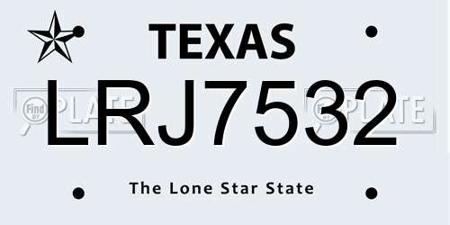 LRJ7532 Texas License Plate