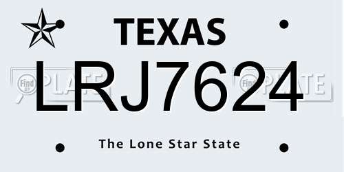 LRJ7624 Texas License Plate