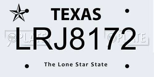 LRJ8172 Texas License Plate
