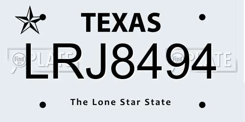 LRJ8494 Texas License Plate