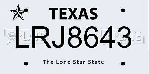 LRJ8643 Texas License Plate