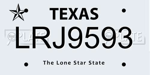 LRJ9593 Texas License Plate