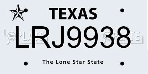 LRJ9938 Texas License Plate