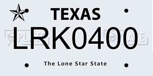LRK0400 Texas License Plate
