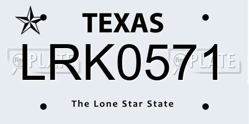 LRK0571 Texas License Plate