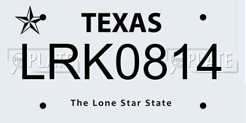 LRK0814 Texas License Plate