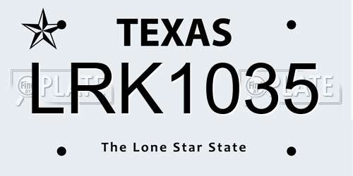LRK1035 Texas License Plate