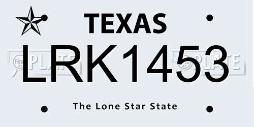 LRK1453 Texas License Plate
