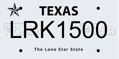 LRK1500 Texas License Plate