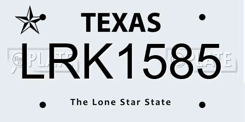 LRK1585 Texas License Plate