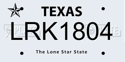 LRK1804 Texas License Plate