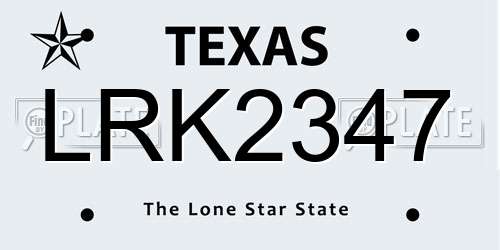 LRK2347 Texas License Plate