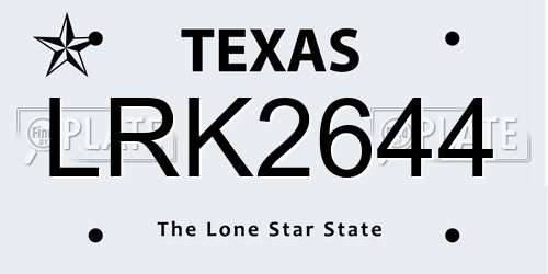LRK2644 Texas License Plate