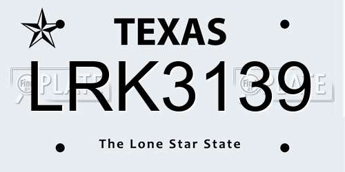 LRK3139 Texas License Plate