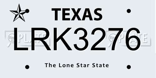 LRK3276 Texas License Plate