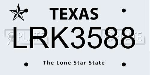 LRK3588 Texas License Plate