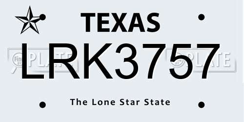 LRK3757 Texas License Plate