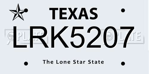 LRK5207 Texas License Plate