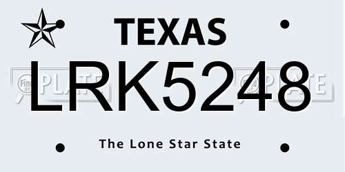 LRK5248 Texas License Plate