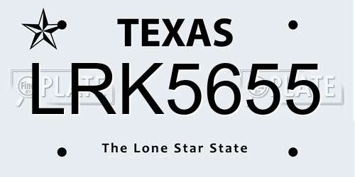 LRK5655 Texas License Plate