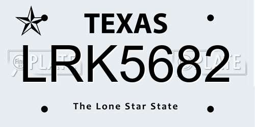 LRK5682 Texas License Plate
