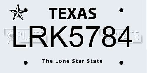 LRK5784 Texas License Plate
