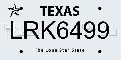 LRK6499 Texas License Plate