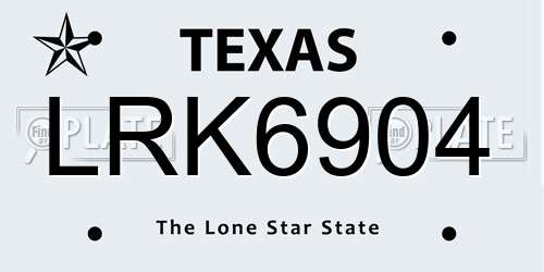 LRK6904 Texas License Plate