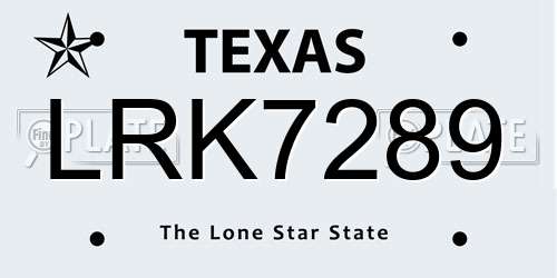 LRK7289 Texas License Plate