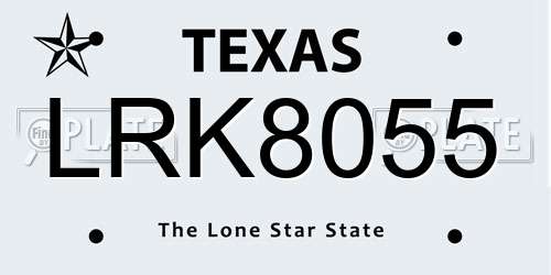 LRK8055 Texas License Plate