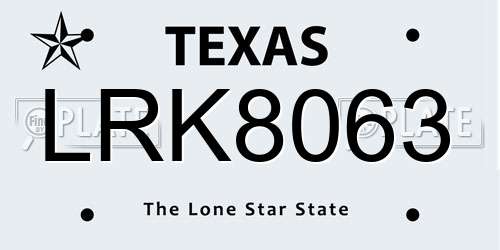 LRK8063 Texas License Plate