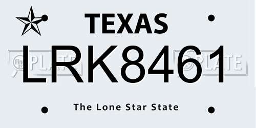 LRK8461 Texas License Plate
