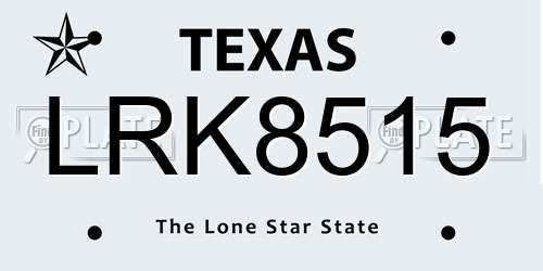 LRK8515 Texas License Plate