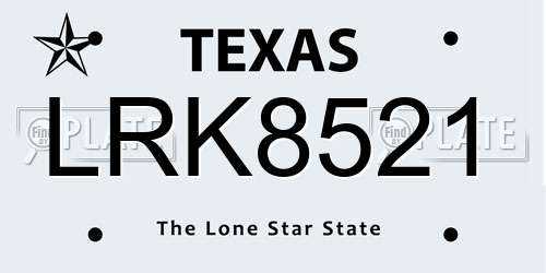 LRK8521 Texas License Plate