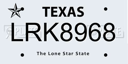 LRK8968 Texas License Plate