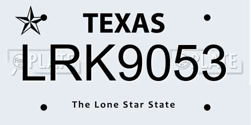 LRK9053 Texas License Plate