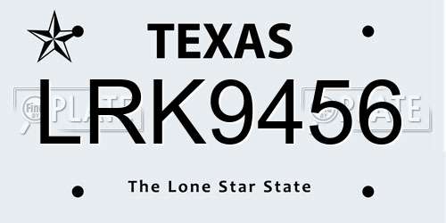 LRK9456 Texas License Plate