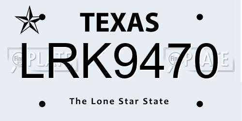 LRK9470 Texas License Plate