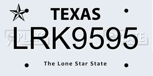 LRK9595 Texas License Plate