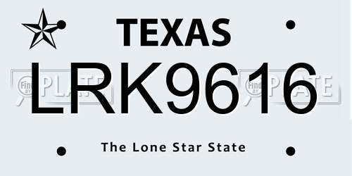 LRK9616 Texas License Plate