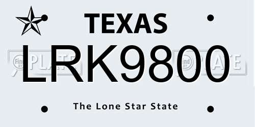 LRK9800 Texas License Plate