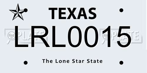 LRL0015 Texas License Plate