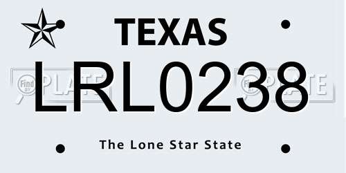 LRL0238 Texas License Plate