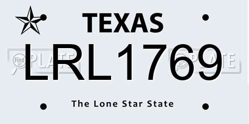 LRL1769 Texas License Plate