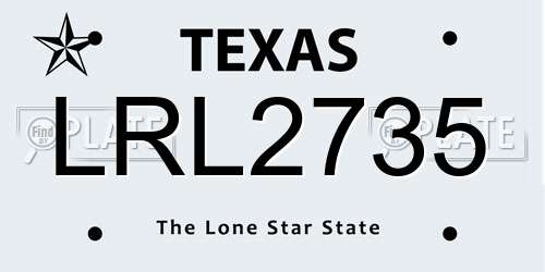 LRL2735 Texas License Plate