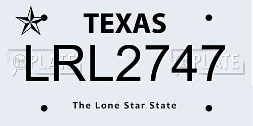 LRL2747 Texas License Plate