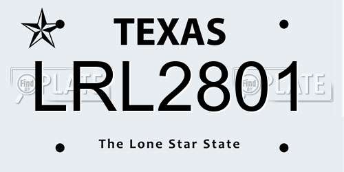 LRL2801 Texas License Plate