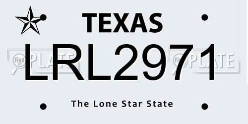 LRL2971 Texas License Plate