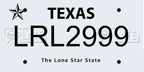 LRL2999 Texas License Plate